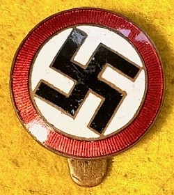 Original Nazi Swastika Party Supporter's Enameled Lapel Badge