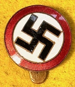 Original Nazi Swastika Party Supporter's Enameled Lapel Badge