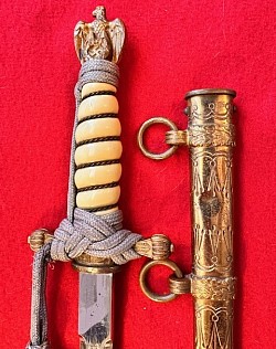 Original Nazi Kriegsmarine Officer's Dress Dagger by Eickhorn with Portapee