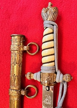 Original Nazi Kriegsmarine Officer's Dress Dagger by Eickhorn with Portapee
