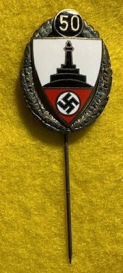 Original Nazi Kyffhäuserbund War Veterans' Association 50-Year Membership Badge Stickpin