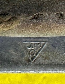 Original Nazi Police EM Belt Buckle with Leather Tab by Julius Maurer, Oberstein