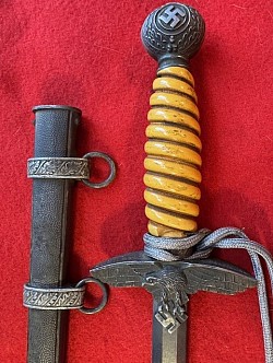 Original Nazi Luftwaffe 2nd Model Dagger by C. Gustav Spitzer with Hangers and Portapee