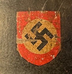 Original Nazi M34 Fire Police Double Decal Helmet with Partial Liner Strap