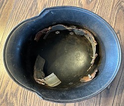 Original Nazi M34 Fire Police Double Decal Helmet with Partial Liner Strap