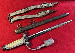 Original Nazi Army Officer's Dress Dagger by Alcoso with Hangers and Portapee