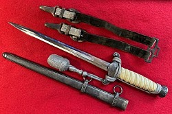 Original Nazi Army Officer's Dress Dagger by Alcoso with Hangers and Portapee