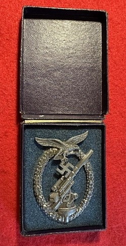Original Nazi Luftwaffe Flak Artillery War Badge in Issue Box