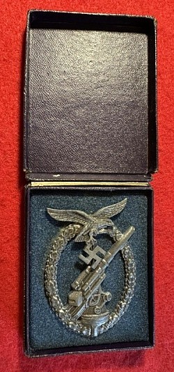 Original Nazi Luftwaffe Flak Artillery War Badge in Issue Box