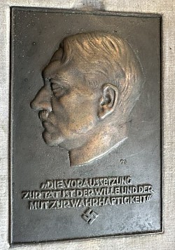 Original Cased Adolf Hitler Profile Plaque (WWII Veteran 