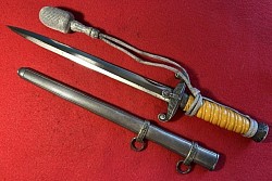 Original Nazi Army Officer's Dress Dagger with Nickel Fittings and Portapee by 