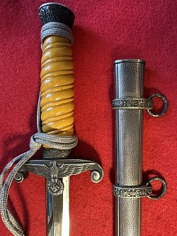 Original Nazi Army Officer's Dress Dagger with Nickel Fittings and Portapee by 