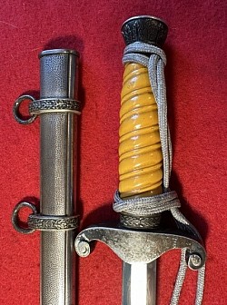 Original Nazi Army Officer's Dress Dagger with Nickel Fittings and Portapee by 