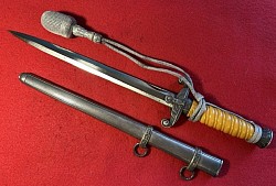 Original Nazi Army Officer's Dress Dagger with Nickel Fittings and Portapee by 