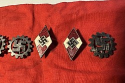 Original Nazi Swastika Banner with Nine Original Nazi Badges
