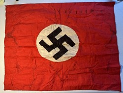 Original Nazi Swastika Banner with Nine Original Nazi Badges