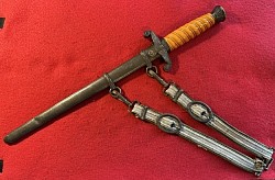 Original Nazi Army Officer's Dress Dagger with Carl Eickhorn Circa 1933 to 1935 Maker's Marking and Hangers